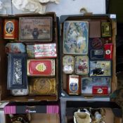 An interesting collection of 20th century advertising tins including tea, chocolate, panatellas