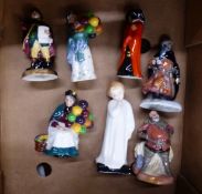 Royal Doulton, Darling HN1985 and Six Miniature Character Figures including Balloon Seller,