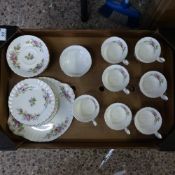 Royal Albert, Moss Rose Pattern Teaware including Tea Trios, Milk Jug and Sugar Bowl (1 Tray)