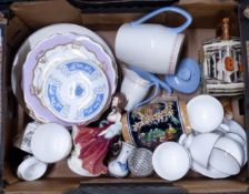 A Mixed Collection of ceramic items to include lady figure Spode Chandelier Teapot and jug, German