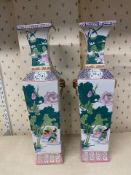 A Large Pair of 20th Century Chinese Famille Rose Vases. Decorated with Pond Scenes and Polychrome