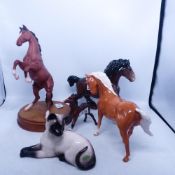 A Collection of Ceramic animals including Royal Doulton Spirit of the Wild on Base (missing plaque),