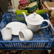 Spode, Mansard Pattern Tea and Dinnerware items including Teapot, Milk Jug, Sugar Bowl (without lid)