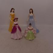 Royal Doulton, Four Lady Figures Sarah HN3219, Diamond HN4973, Gemini HN5344 and Coalport Dubutant