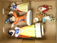 Disney, Five Snow White and a Mickey Mouse figure including two ceramic examples (6)