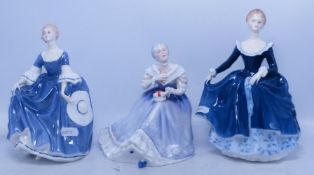 Three Royal Doulton Lady Figures Happy Anniversary HN3097, Hilary HN2335 (seconds) and Janine HN2461