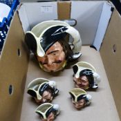 Royal Doulton, Five Character Jugs Capt Henry Morgan in various sizes (5)