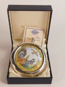 Moorcroft enamel and silver Capercallie hip flask by Sandra Dance , Limited edition 9/50 . Boxed