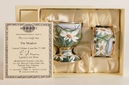 Moorcroft enamel The Meadow egg cup and napkin ring , Limited edition 2/100. Boxed with