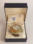 Moorcroft enamel and silver Pheasant hip flask by Sandra Dance , Limited edition 5/50. Boxed with