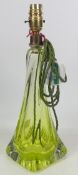 Val St. Lambert, Green Twist Lamp. Height: 35cm