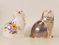 Two Royal Crown Derby paperweights Posie Spaniel & King Charles Spaniel, gold stoppers, each