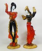 A Pair of Murano Style Glass Spanish Dancers. Height of tallest: 43cm (2)