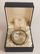 Moorcroft enamel and silver Ptarmigan hip flask by Sandra Dance , Limited edition 5/50. Boxed with