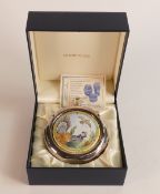 Moorcroft enamel and silver Capercallie hip flask by Sandra Dance , Limited edition8/50. Boxed