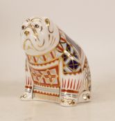 Royal Crown Derby paperweight, Bulldog, gold stopper, boxed