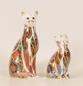 Royal Crown Derby paperweights Siamese Cat & Kitten, gold stoppers, each boxed (2)