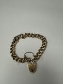15ct rose gold curblink bracelet with heart shaped padlock clasp, marked 15, 625, maker JG & S, appr
