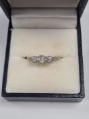 18ct and Platinum illusion set diamond trilogy ring, size P, marked 18ct PLAT, approx 2.3g