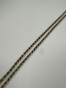 9ct yellow gold rope twist necklace approx 63cm, marked 375, 9.26g.