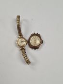 Vintage gold plateed ladies 'Omega' cocktail watch on expanding strap, together with a 9ct gold c