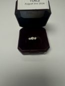 18ct yellow gold diamond trilogy ring, 3 round brilliant cut diamonds, central stone approx 0.25 car