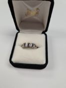 9ct two tone sapphire and cubic, zirconia set eternity ring, mark 375, size P, 3.25g