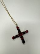 Antique silver backed cross inset with red paste, a Mariette Isaacs Remembrance, Queens Gate, 1916-1