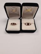 9ct yellow gold gamet and opal dress ring, size O, marked 375, and another gamet and clear stone