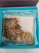 Jewellery box containing vintage costume jewellery incl bead necklaces etc
