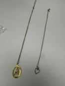 9ct yellow gold oval pendant for the Star sign 'Virgo' hung on a fine 9ct gold chain, together with