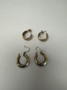 Two pairs of 9ct gold hoop earrings, both unmarked, approx 2.3g