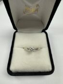 Modern 9ct white gold solitaire diamond ring with brilliant round cut diamond, approx 0.30 carat, in