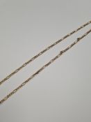 9ct yellow gold figaro design necklace, AF, 65cm, 4.84g approx.