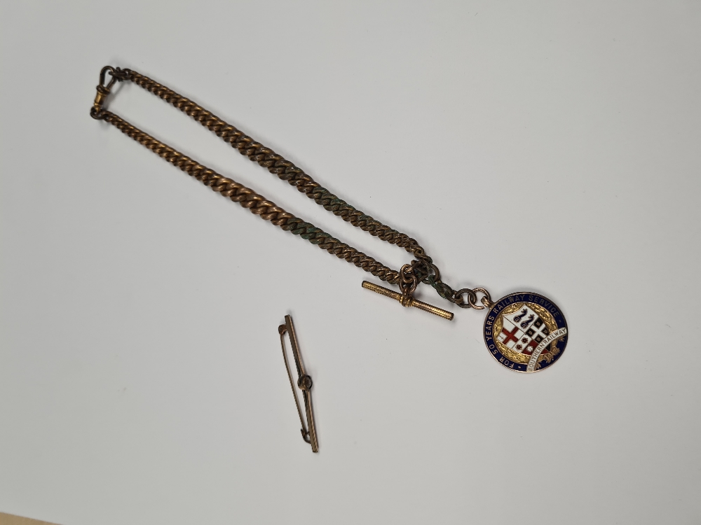 9ct yellow gold medallion, enamelled for 50 years Railway Service Southern Railway. Marked 375, insc