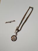 9ct yellow gold medallion, enamelled for 50 years Railway Service Southern Railway. Marked 375, insc