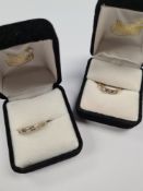 2 9ct yellow gold band rings, one Chanel set diamond chips, both marked 375, sizes Q&P, 2.7G.