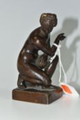 A SMALL BRONZE FIGURINE, of an ancient Grecian kneeling female, height 12cm (1) (Condition Report: