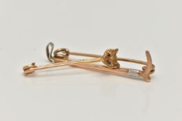 TWO BAR BROOCHES, the first with a fox head to one end set with ruby cabochon eyes, reverse of