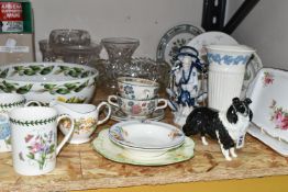 A GROUP OF CERAMICS AND GLASSWARES, comprising a Beswick 'Sheep Dog' 1792, a large Portmeirion '