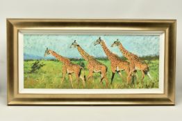 ROLF HARRIS (AUSTRALIAN 1930-2023) 'FOUR GIRAFFES' a limited edition print on board, 73/195 with