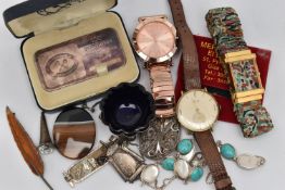 A SMALL BOX OF ASSORTED ITEMS, to include a cased 'Johnson Matthey Bankers Limited' 100 grammes