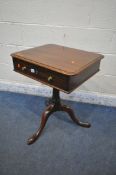 A GEORGIAN AND LATER MAHOGANY TRIPOD LAMP TABLE, with a single drawer, width 58cm x depth 49cm x