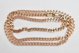 A 9CT GOLD 'UNO A ERRE' CHAIN NECKLACE, a rose gold flat curb link chain fitted with a lobster