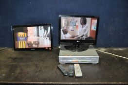 A SAMSUNG P2370HD 23in TV WITH REMOTE but no stand, a LG 19LG3100 19in TV with remote and a Sharp