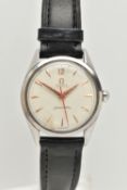 A GENTS 'OMEGA SEAMASTER', automatic movement, round white dial signed 'Omega Automatic, Seamaster',