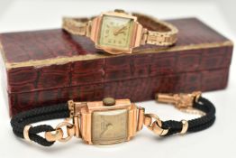 TWO LADIES EARLY TO MID 20TH CENTURY WRISTWATCHES, the first a manual wind watch, square