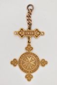 AN 18CT GOLD ST.JOHN AMBULANCE FOB MEDAL, the fob inscribed 'The St John Ambulance Association',