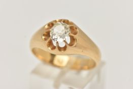 AN 18CT GOLD SINGLE STONE DIAMOND RING, a single old cut diamond, approximate total diamond weight