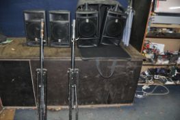 TWO YAMAHA STAGEPAS 300 PORTABLE SPEAKER SYSTEMS including two powered speaker, two passive
